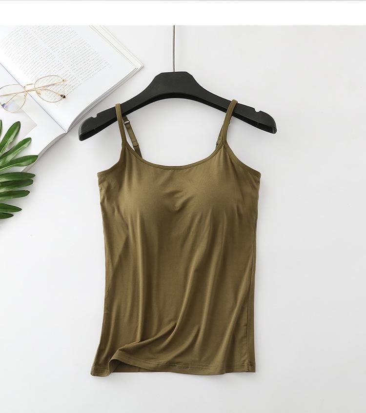 2025 New Slim Multicolor Female Camisole Large Size No Steel Ring Integrated Five-finger Chest Pad Bottoming Shirt
