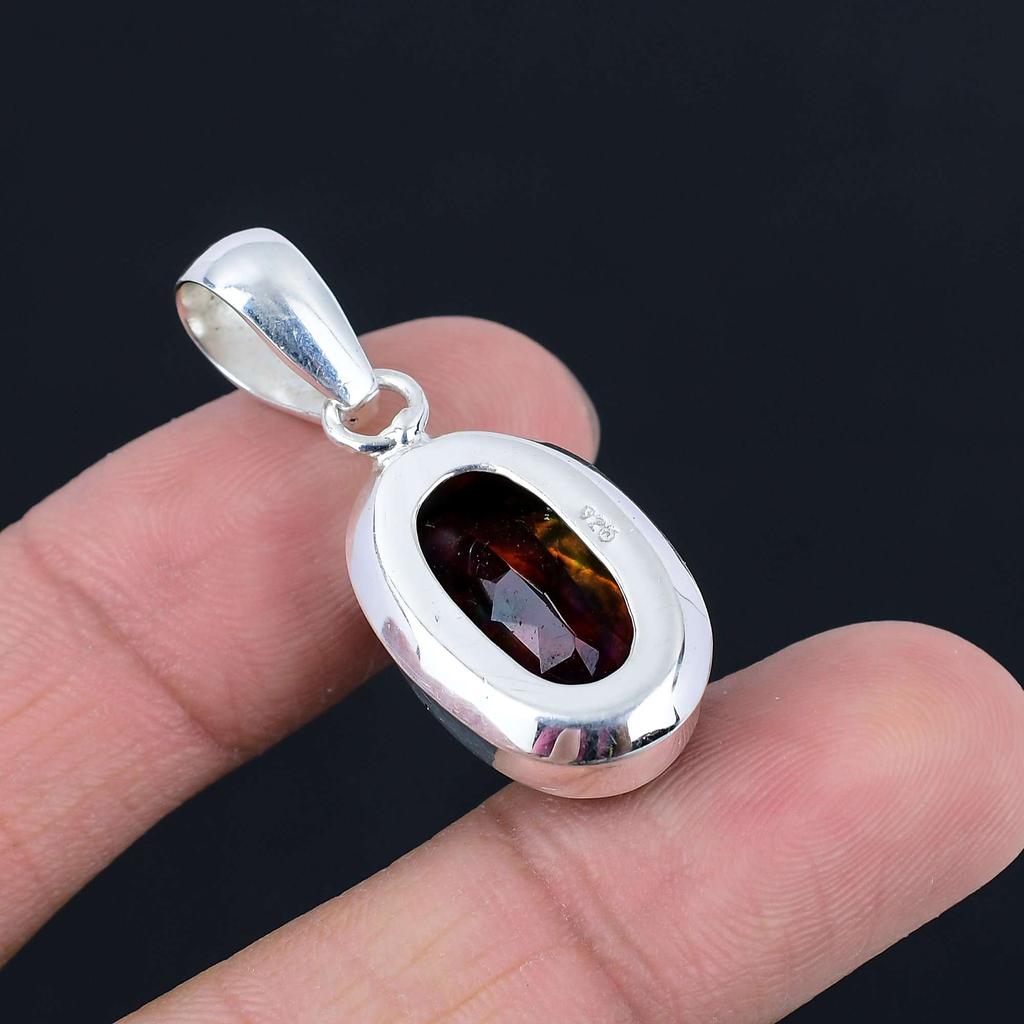 Подвеска из драгоценного камня аммолит, твердая подвеска из стерлингового серебра 925 пробы, ювелирный подарок для унисекс