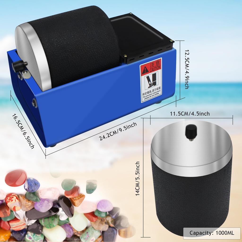 Hobby Rock Tumbler Machine - Single Drum Jewelry Polisher (Single Barrel) Mini Ring Polishing Machine