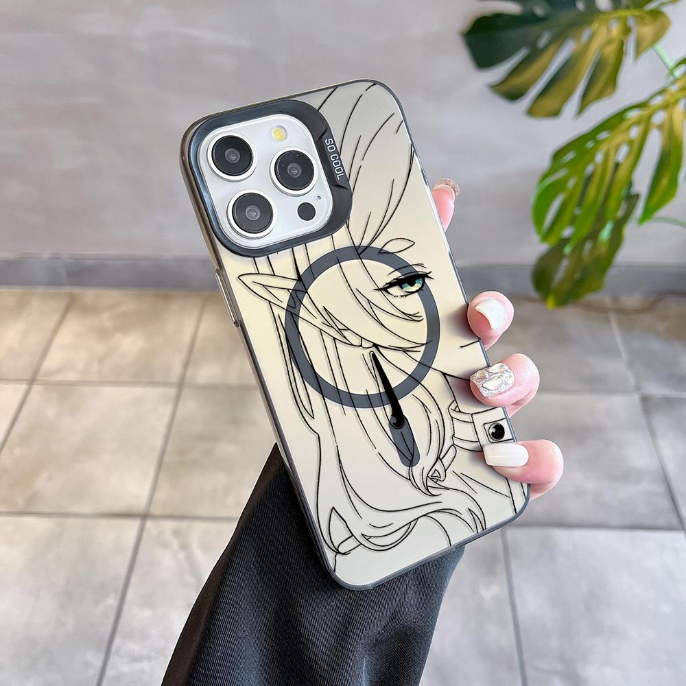 Hot Japan Sketch Comics Frieren Magsafe Magnetic Case for iPhone 11 12 13 14 15 16 Pro Max Plus Soft Silver Plated Anti Cover