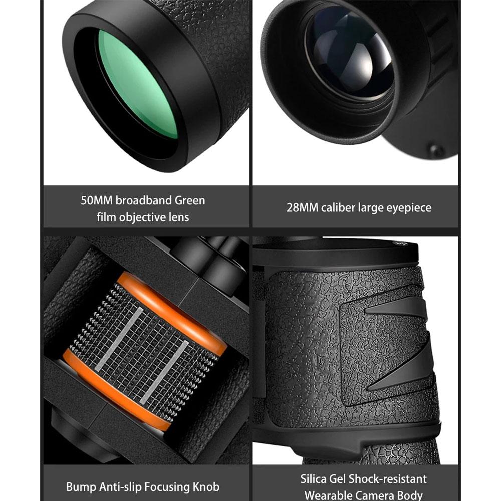 Мощный бинокль, профессиональный телескоп, высокое качество, большой объектив, HD, водонепроницаемые, с низким ночным видением, часы с луной для кемпинга