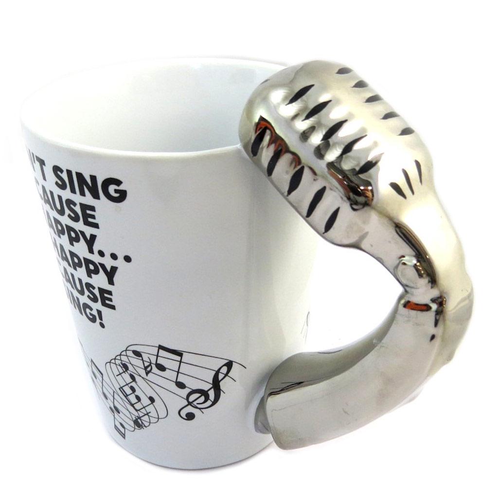 Les Trésors De Lily [P4179] — Серебристо-белая керамическая кружка «Музыковедение» (Микро) — 13,5x12. 5 см