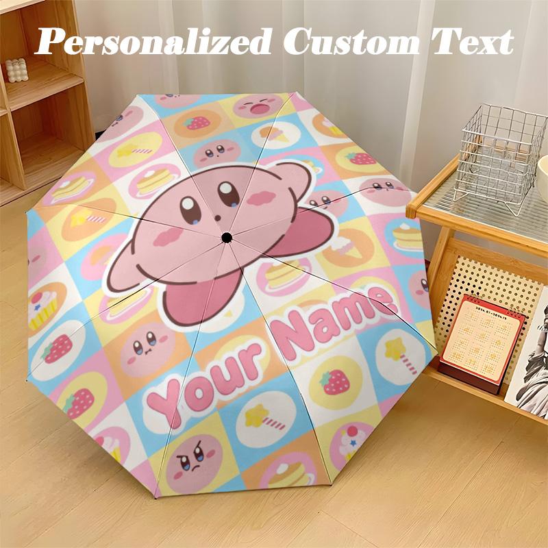 Автоматический складной зонт Kirby с 8 ребрами, персонализированный с текстом имени