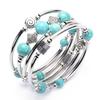 Многослойный браслет из искусственной бирюзы, разные подвески, блестящий полированный сплав, винтажный стиль, регулируемый браслет, подарок на годовщину, день рождения