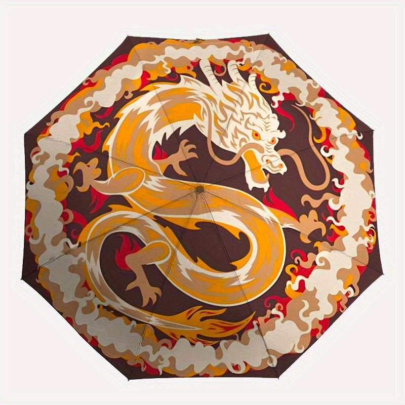 1pc Dragon Automatic Open/close Folding Umbrella, Compact Portable Travel Umbrella, Durable Construction yy250809100