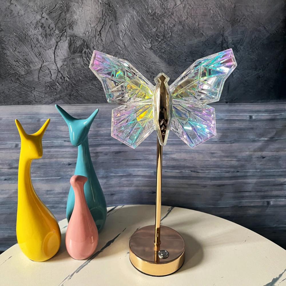 Metal Acrylic Butterfly Desk Lamp Nordic Bedroom Girl Room LED Rechargeable Bedside Atmosphere Small Night Light