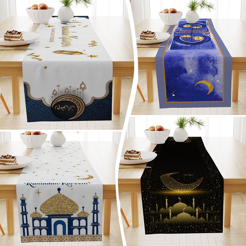 Рамадан Ид Мубарак Декоративная скатерть Домашняя вечеринка Праздничный звездный стол Атмосфера Пыльное небо P2U0