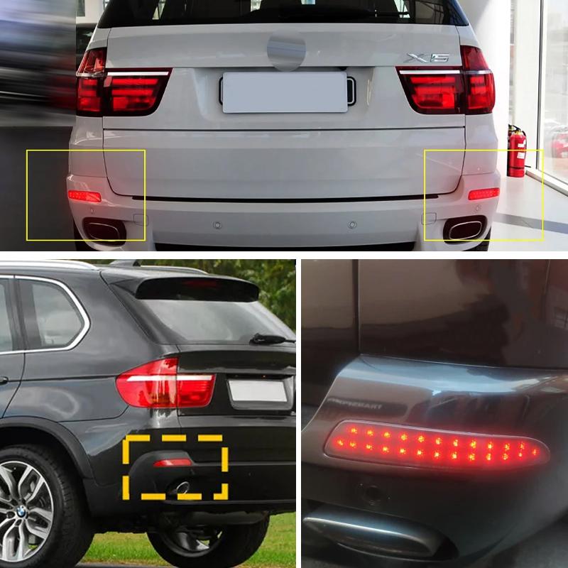 2PCS For BMW E70 X5 2007 2008 2009 2010 Smoked/RED Rear Bumper Reflector Brake Light shell cover housing without bulb