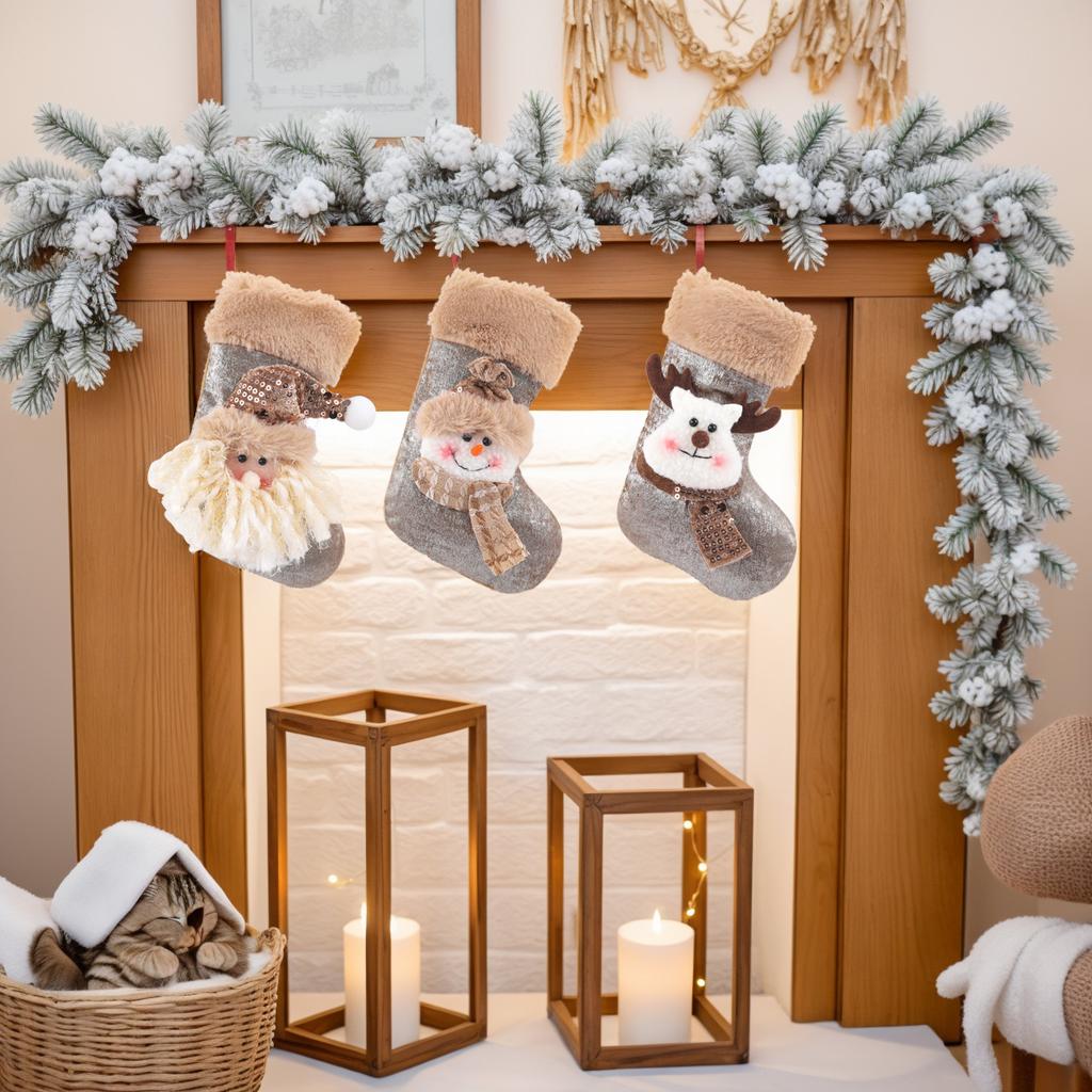 3pcs Christmas decorations, Christmas stockings, gift bags, children's candy stockings, Christmas tree ornaments, gift bags
