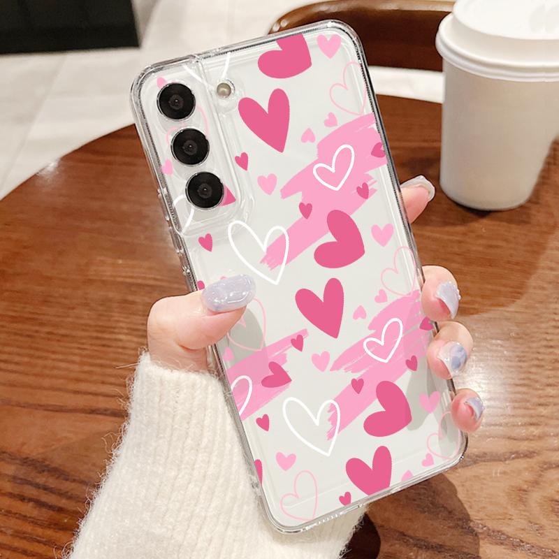 Современный чехол с принтом сердечек для iPhone 17 18 Pro Max 17E iPhone 16 15 14 13 Pro Max Покрытие Рамка для камеры Прозрачный Мягкий чехол
