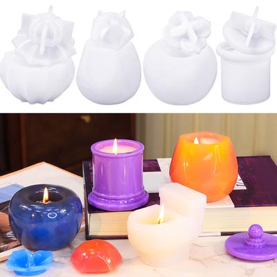 Форма для банки со свечами и крышкой Гибкая силиконовая форма для создания декоративного контейнера для хранения Форма для изготовления подсвечника