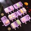 Silicone Ice Cream Mold with Lid and Sticks Cartoon Rabbit/Pig/Snowman DIY Homemade Ice Lolly Mold Cute Image Popsicles Molds