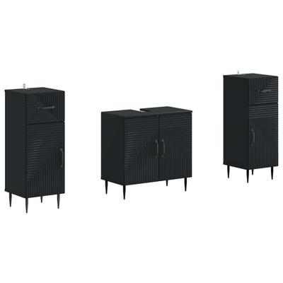 3 Piece Bathroom Cabinet System HAARLEM Black