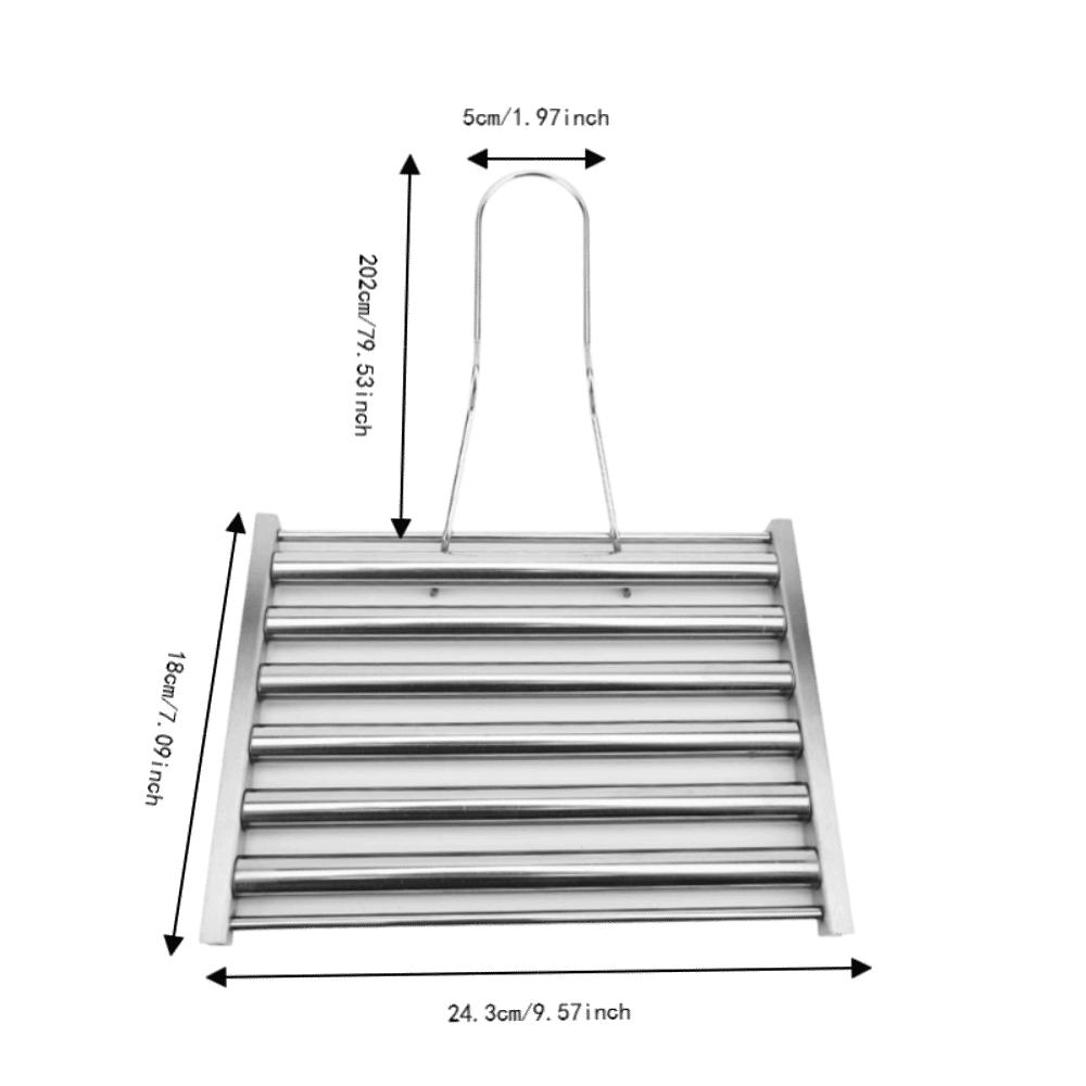 Foldable Handle Hot Dog Roller Stainless Steel BBQ Grill Rack Sausage Roller Rack Outdoor BBQ