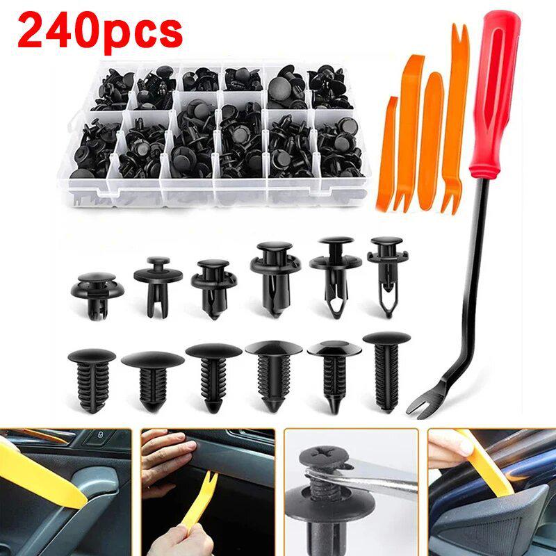 240-Piece Car Retainer Fastener Kit: Bumper Push Pins & Rivet Clips for Ford, Honda, Toyota