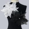 1Piece White Black Lace Beads Layer Flower With Crystal Sew On Patch Repair 24CM Wide