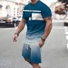 Summer Men's Sportswear Short-sleeved T-shirt Suit Two-piece Outdoor Travel Clothing Oversized Shorts Training Clothes
