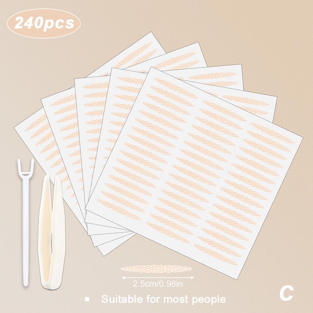 240 шт. Двусторонний скотч для век кружевной, натуральный, прозрачный, бежевый, самоклеящийся, для естественного макияжа глаз, с инструментом