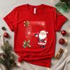 Christmas SantaAlphabet Letter Print T-shirt Short Sleeve Crew Neck Casual Top Kids Festive Holiday Women's Clothing Top