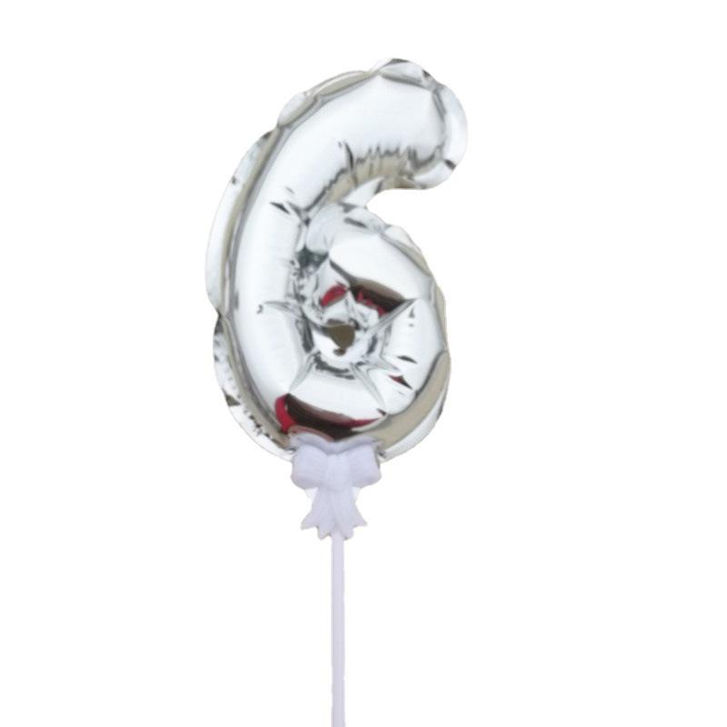 14 см Самонадувающийся алюминиевый шар с цифрой, Украшение для торта, Вставка 0-9 для вечеринки по случаю дня рождения.