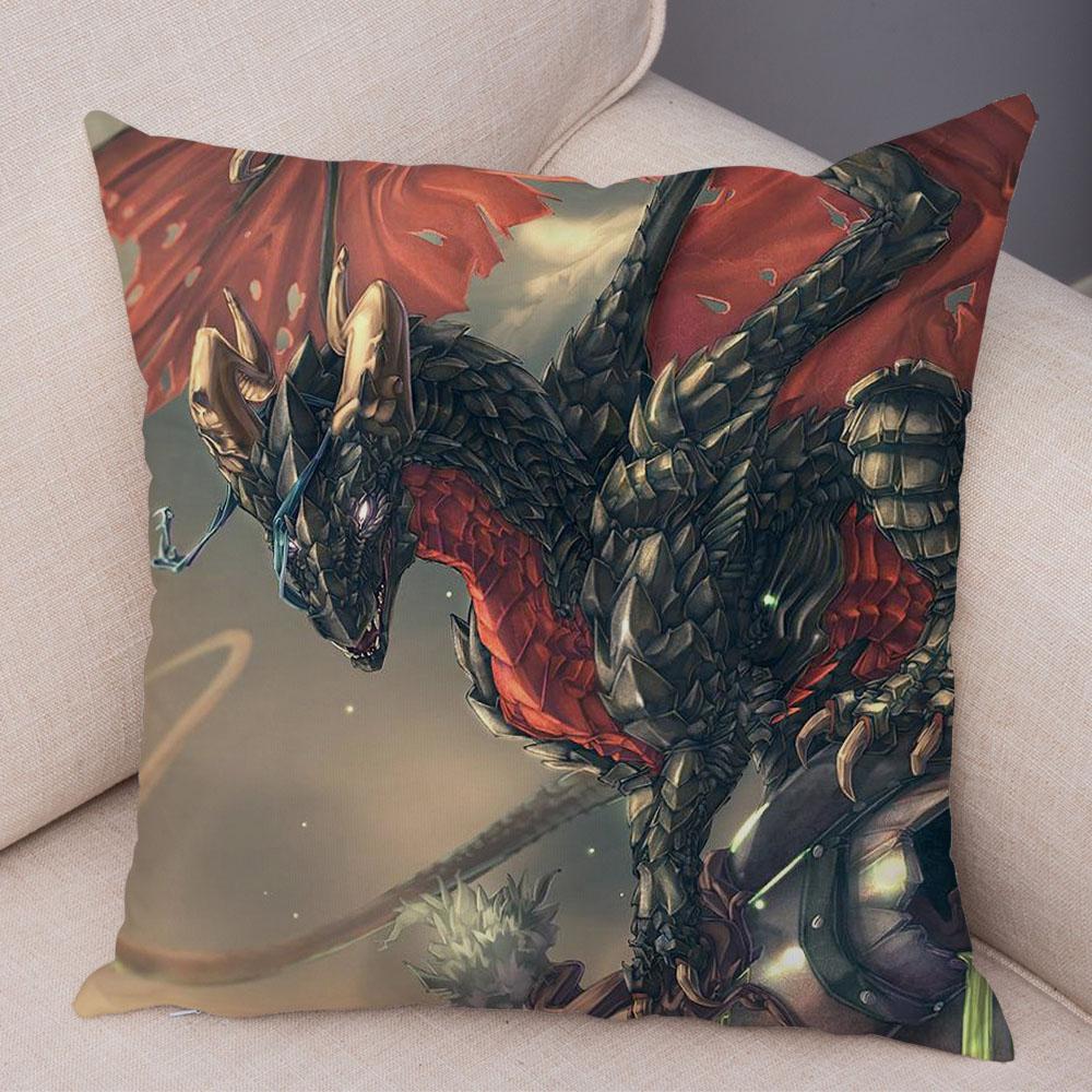Наволочка с мультяшным животным принтом, чехол для подушки с рисунком дракона, декоративная наволочка для автомобиля, дивана, дома, гостиной