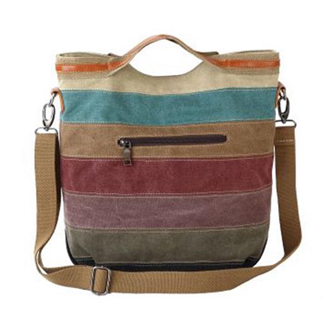 Полосатые женские холщовые сумки с принтом, сумки через плечо, большая вместительная сумка