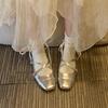 French Dress High Heels Fairy Thick Heel Mary Jane Shoes 2025 Summer New Silver Ballet Thick Heel Shoes