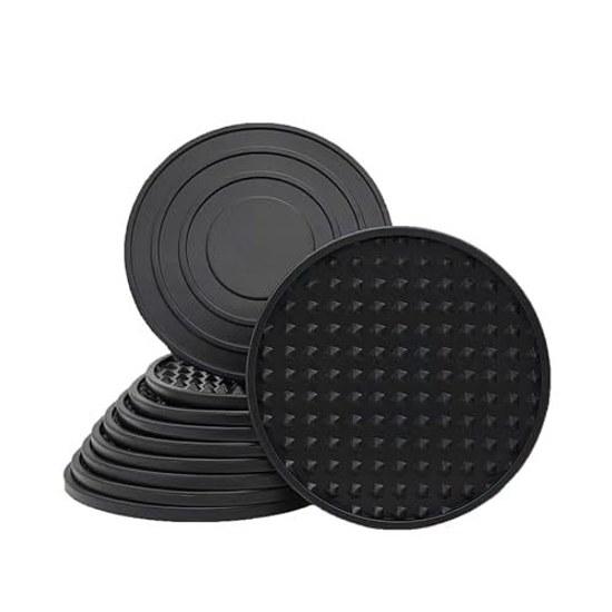 Silicone Coasters Stylish 10-Piece Set Non-Stick Absorbs Water Heat Resistant Non-Slip Round 10cm (Pyramid)
