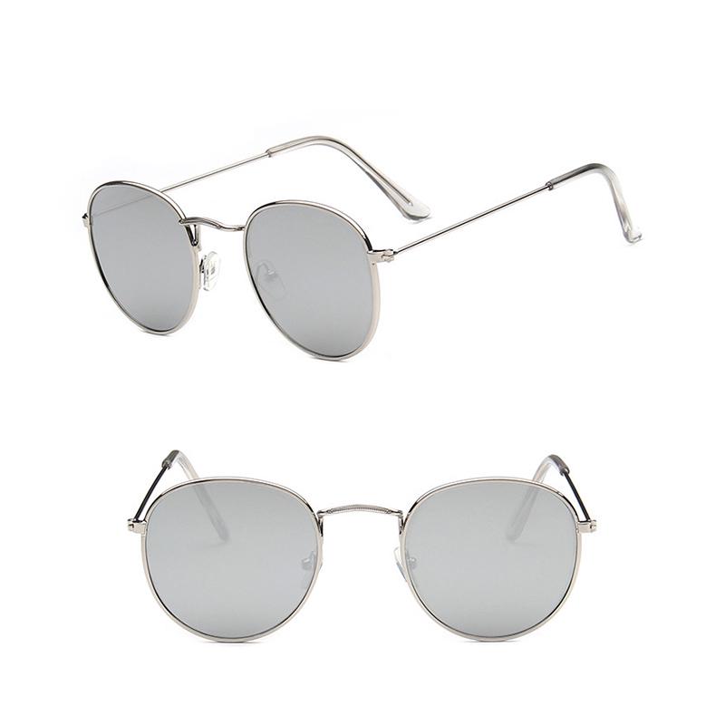 Мода Мода Круглая Рамка Стеклянные Аксессуары Солнцезащитные Очки Светоотражающий Тени Тенденция Красочные Для Женщин Анти-УФ