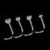 4 Pieces Stainless Steel Clear Zircon Crystal Screw Curved Nose