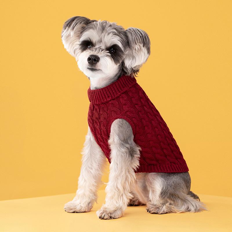 Pet Clothes Autumn and Winter Fashion Candy Color Sweaters for Dogs Cute Pets Solid Color Cable Knit Pullovers