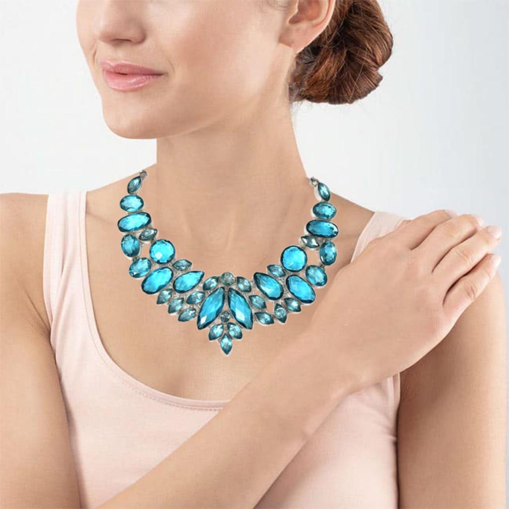 Necklace Swiss Blue Quartz Gemstone Handmade Ethnic Silver Jewelry 18-20''