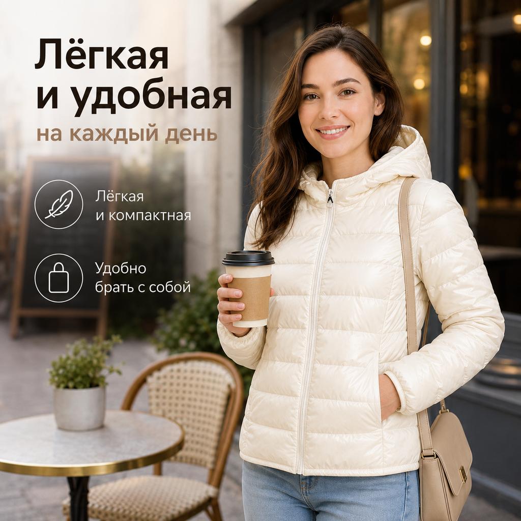 Женский осенне-зимний приталенный короткий белый пуховик с капюшоном, женская верхняя одежда, ультралегкая, большого размера, тонкая пуховая куртка