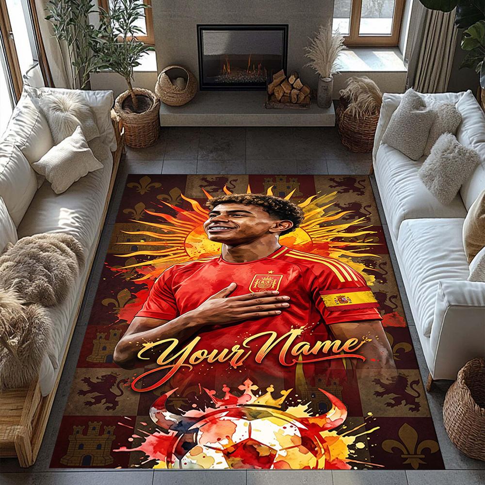 Lamin Yamal Customized Name Floor Rug Office Rug Design For Outdoor Living Rooms Entryway Kitchen Antislip Carpet Anime Office Decor Wedding Party Gif