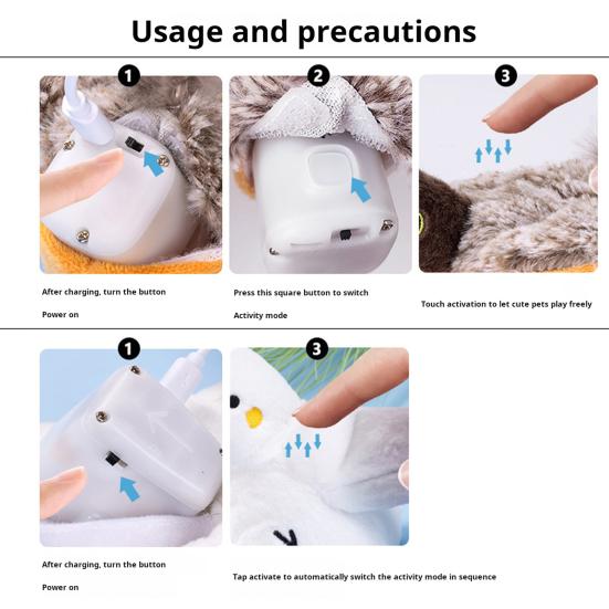 Интерактивная плюшевая игрушка для кошек-птиц, перезаряжаемая через USB, хлопающая щебечущая птица, активируемая прикосновением, электрическая имитация животных для домашних кошек