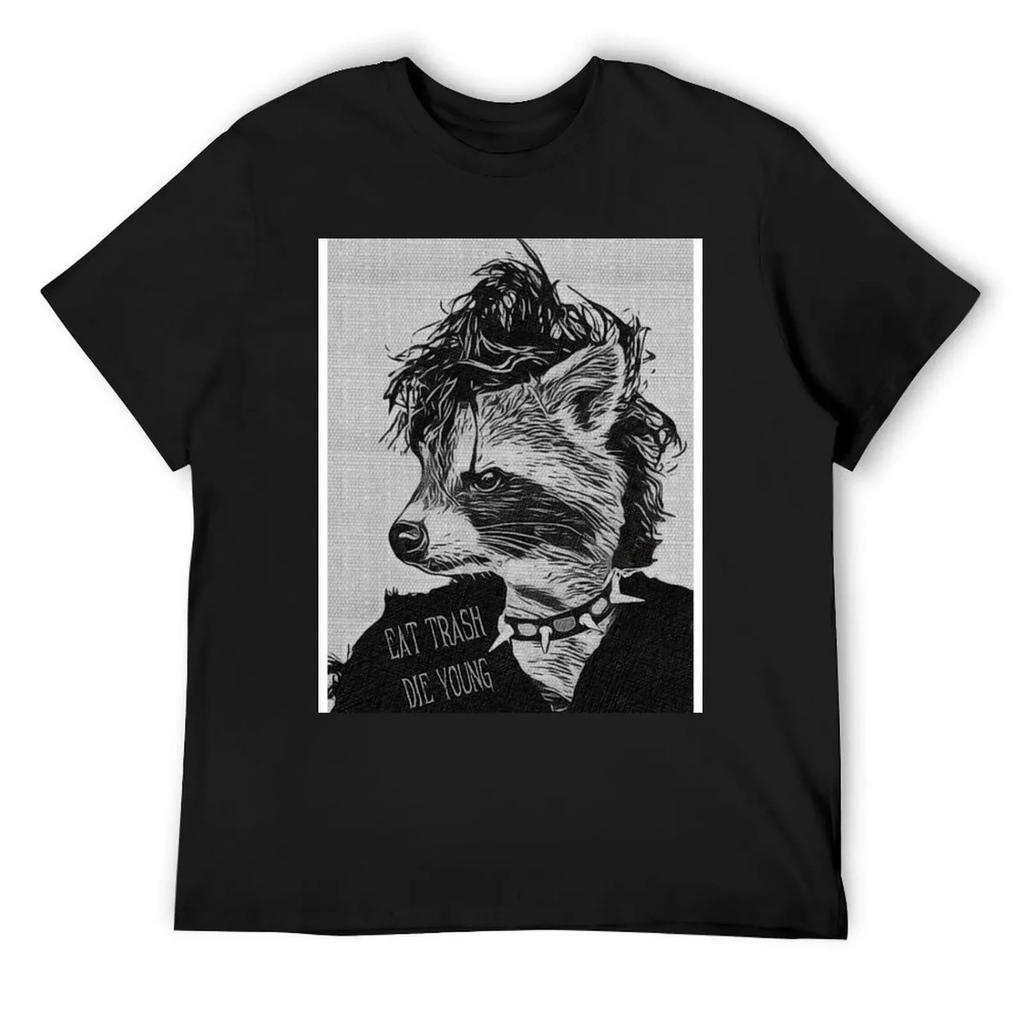 Панк-рок енот футболка мужская одежда аниме вещи для мальчика мужские футболки