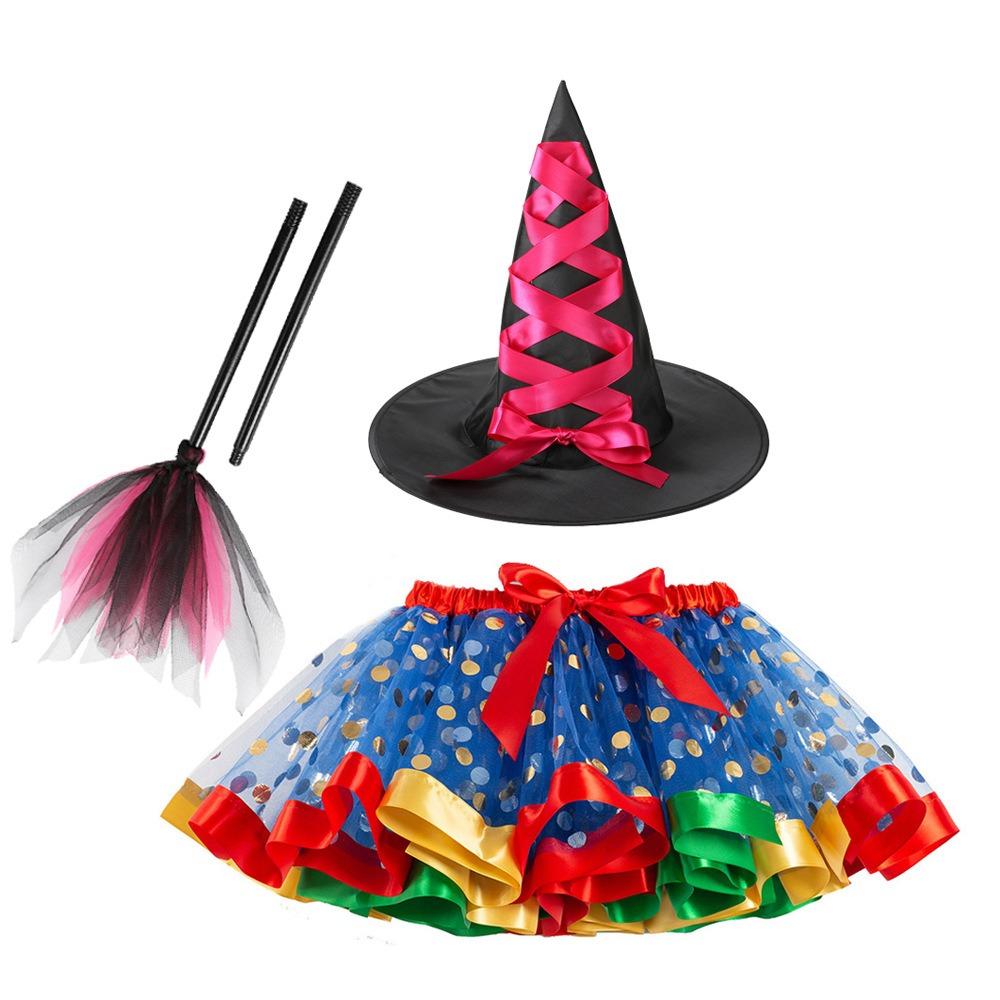 Wand Kids Halloween Costume with Hat Halloween Children's Witch Dress Halloween Decoration