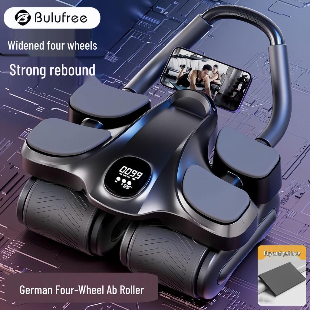 Automatic Rebound Ab Roller: Four-Wheel Abdominal Trainer for Home Slimming and Muscle Exercise