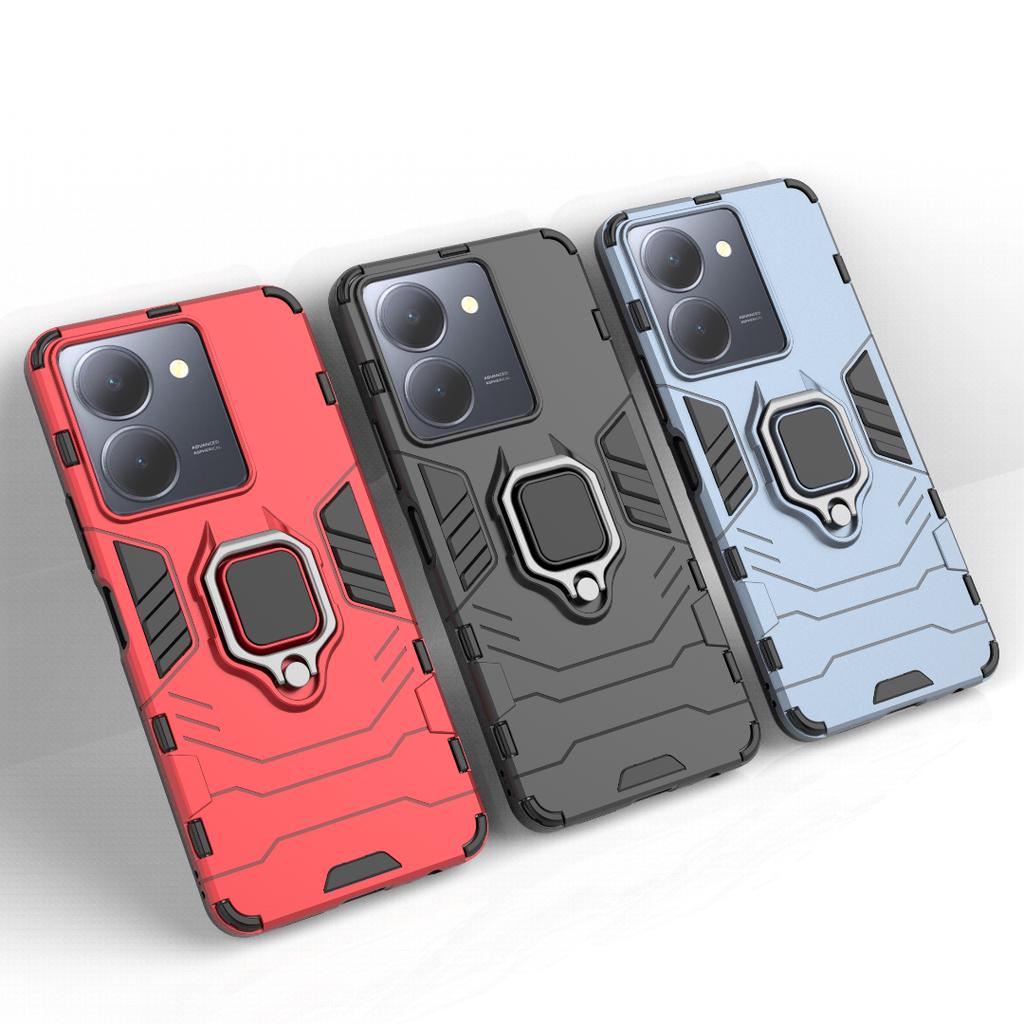 For Vivo X90 V27 V29 IQOO 11 Pro Y35 Y22S Y16 Y36 Y27 V27E V29 Z7 Z7X Y52 Y72 4G 5G Case Shockproof Hard Ring Stand Phone Case Back Cover
