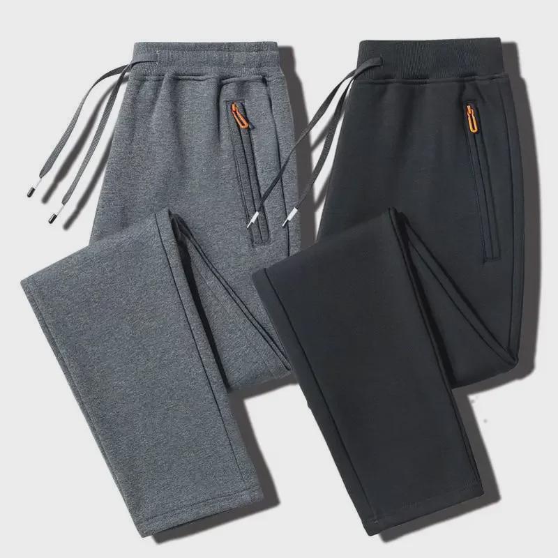 Мужские спортивные брюки большого размера на молнии на осень - повседневные прямые спортивные брюки