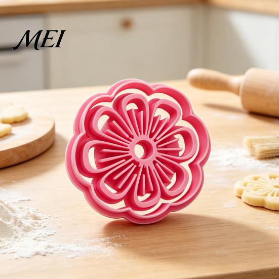 Decorative Snack Making Supplies 3D Printed Flower Cookie Cutter, Petal Patterns Safe PLA Mold, Plastic Pasta Cutter Reusable DIY Clay Crafts