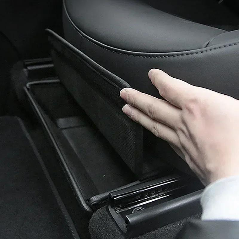 Ящик для хранения под сиденьем автомобиля Tesla Model Y 2023, складной кожаный органайзер для передних и задних сидений, аксессуары для салона автомобиля
