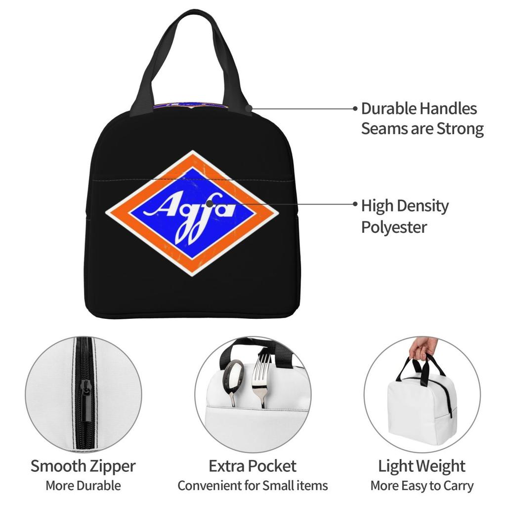 Retro Agfa Film Logo From 1960s Insulated Lunch Bag for Kids School Cooler Thermal Food Box Tote Leakproof Lunch Boxes Container