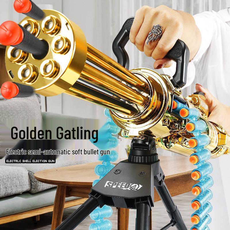Lehui 610 Gold Electric Gatling Soft Bullet Toy Gun for Boys