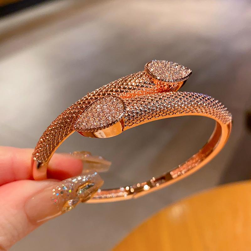 Изысканный медный браслет с цирконами высокого класса, открытый, полностью покрытый цирконием, модный брендовый мужской и женский браслет