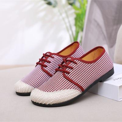 Женская мода сладкий красный клетчатый узор нескользящие туфли на шнуровке sapatos femininas леди повседневные черные туфли zapatos de mujer ba331