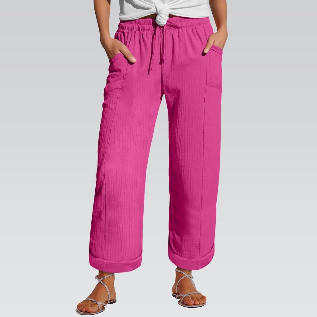Women's Pants Fashion Casual Pants Solid Color Drawstring High Waist Pants With Pockets