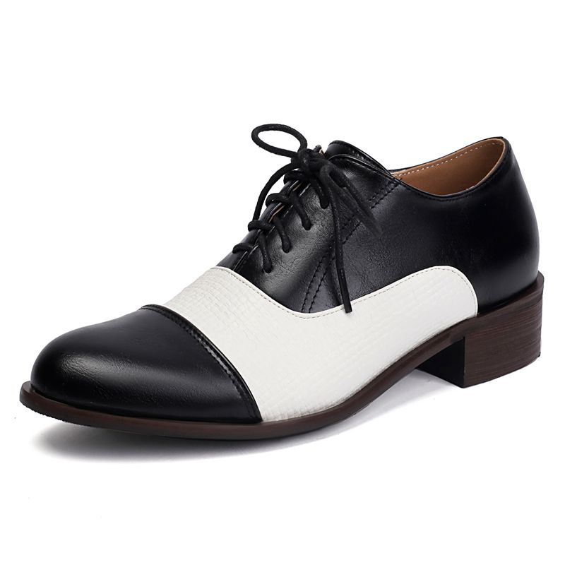 2025 Leisure Female Pumps Round Toe Lace Up Mixed Color Block Heels 3.2cm Large Size 45 46 47 48 Fashion Daily Shoes