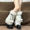 Plush Ball Furry Leg Warmers Y2K Plush Leg Coverings Soft Long Stockings Streetwear