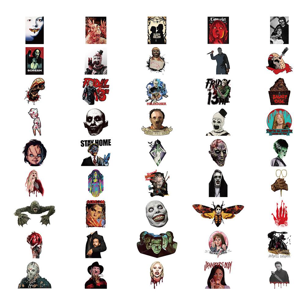 100 шт. наклейки с персонажами фильмов ужасов для бампера ноутбука, скейтборда, телефона, автомобиля